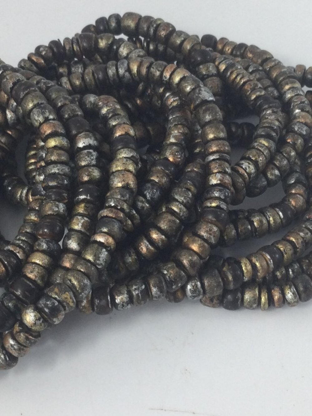 Vintage Handmade Stretchable Bracelets Wooden Gold Silver Beads Lot of 12
